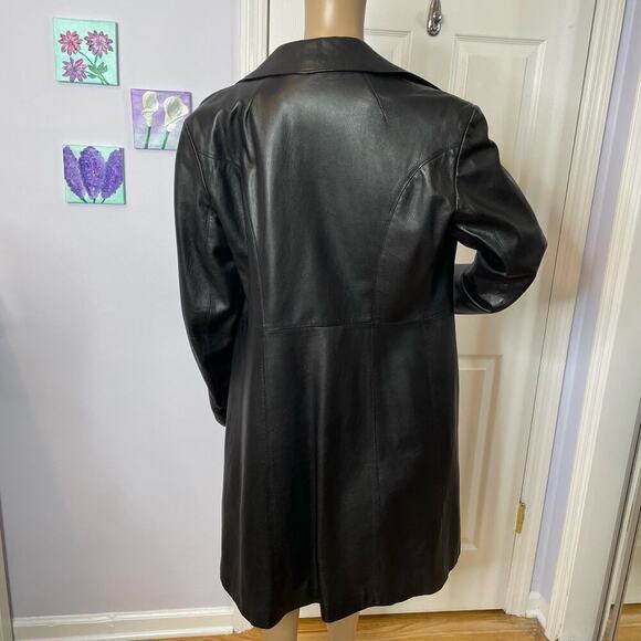 Vera Pelle Italian Leather Black Trench Coat Matrix 12 - Picture 4 of 12
